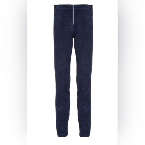 Alice + Olivia Pants - Alice+ Olivia Lambskin Blue Suede Zip Front Skinny Pants Size 00 Women